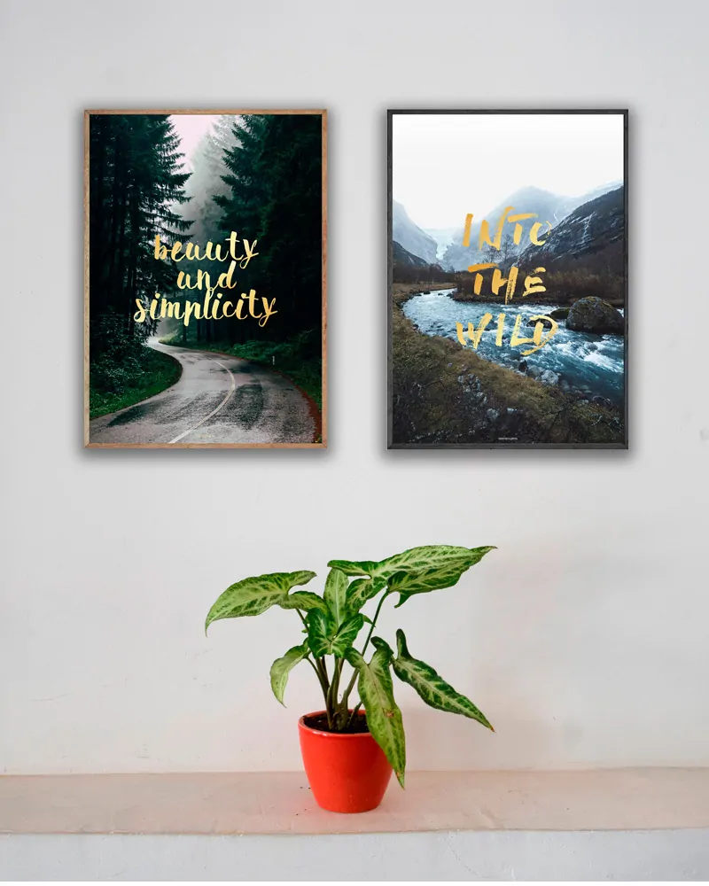 Simplicity plakat sammen med et matchende naturmotiv