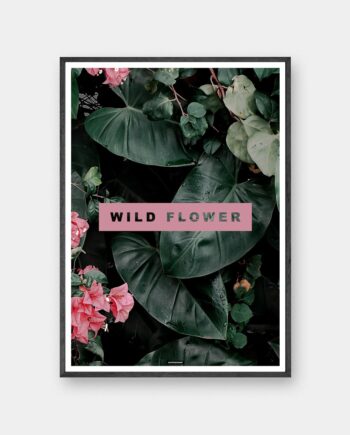 Wild Flower plakat med planter og blomster i mørk ramme