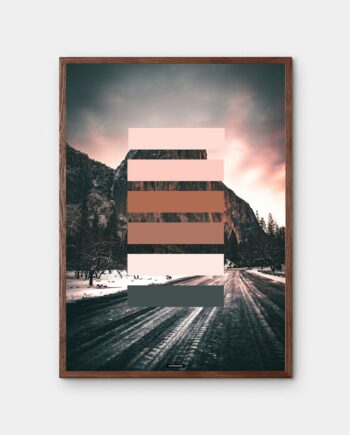 Orange Shades plakat med natur baggrund og orange farver i mørk egetræramme