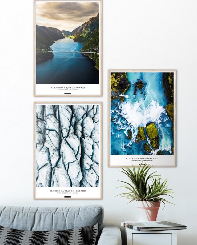 Plakatsæt med 3 natur plakater fra Norge og Island