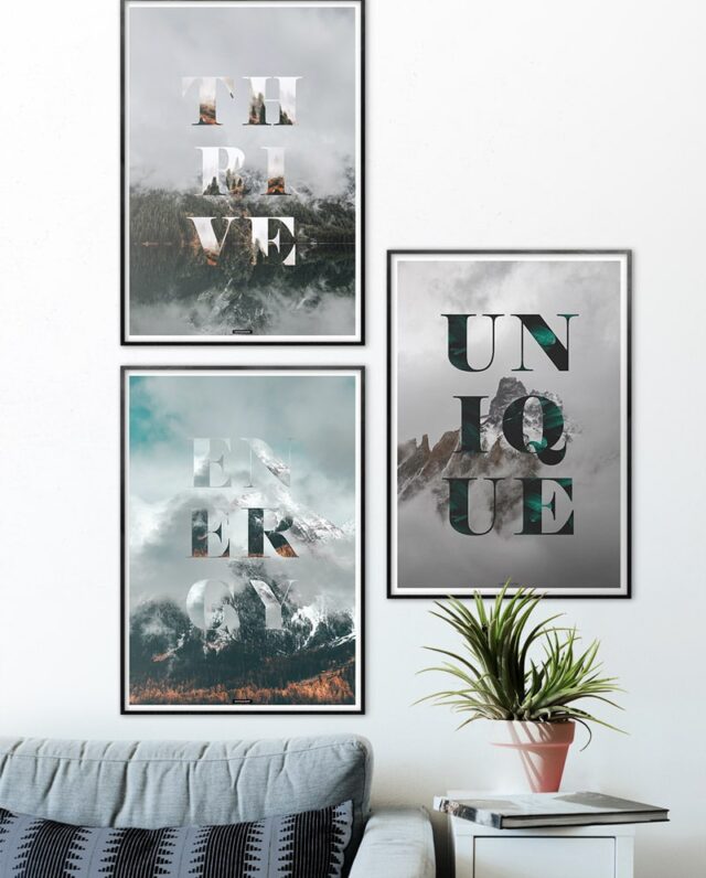 Plakatsæt med 3 motiverende natur plakater