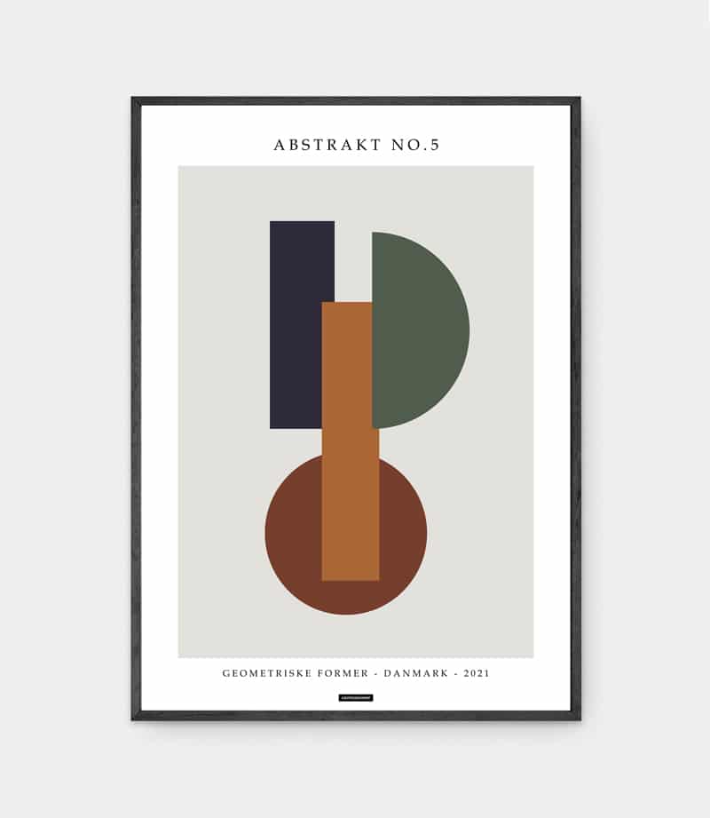 Farverig abstrakt plakat i sort ramme