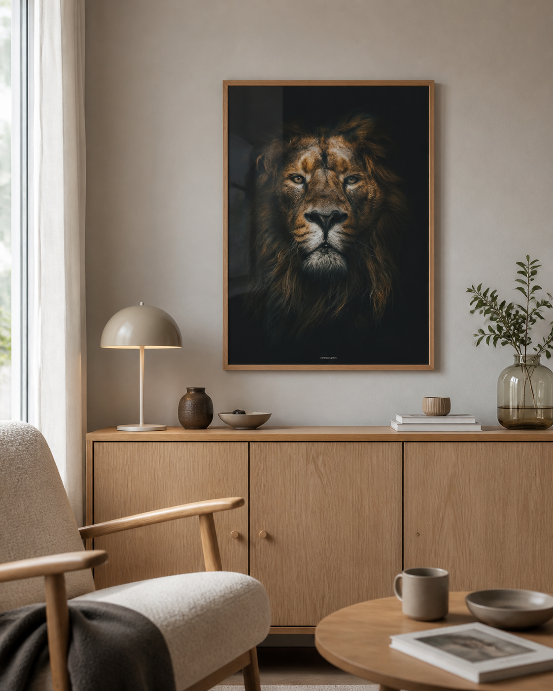 Lion King løveplakat i stuen